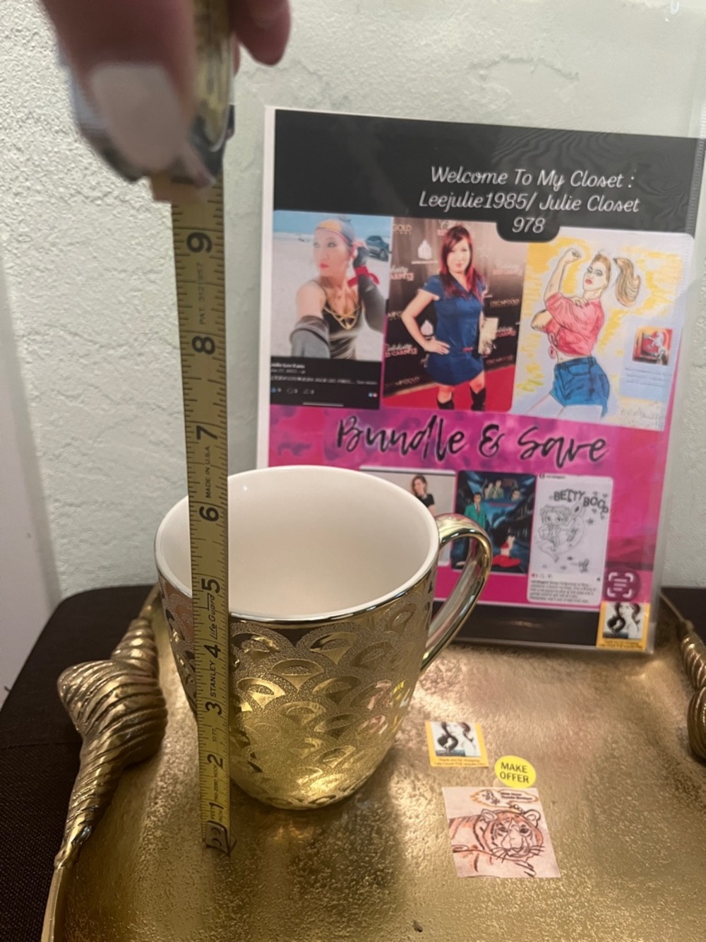 #1865* Gold Decorative Mug. Not Suitable use in microwave. Home Decor - Picture 2 of 10